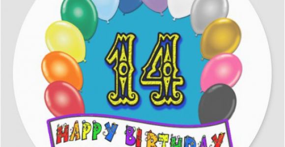 Happy 14th Birthday Banners 14th Birthday Gifts with assorted Balloons Design Sticker