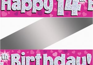 Happy 14th Birthday Banners 14th Birthday Pink Holographic Banner