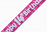 Happy 14th Birthday Banners Pink Age 14 Girls Happy 14th Birthday Banner Balloons