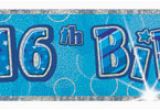 Happy 16th Birthday Banner Pink 16th Birthday Glitz Blue 12ft Prism Banner Novelties