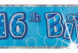 Happy 16th Birthday Banner Pink 16th Birthday Glitz Blue 12ft Prism Banner Novelties