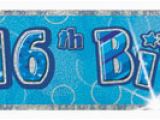 Happy 16th Birthday Banner Pink 16th Birthday Glitz Blue 12ft Prism Banner Novelties