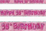 Happy 16th Birthday Banner Printable 12ft Happy 16th Birthday Pink Sparkle Prismatic Party Foil