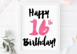 Happy 16th Birthday Banner Printable Happy 16th Birthday 16th Birthday Print Birthday