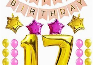 Happy 17th Birthday Banners Amazon Com Kungyo Sweet 17th Birthday Party Decorations