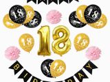 Happy 18th Birthday Balloon Banner Happy 18th Birthday 1set Black Gold Balloons Adult