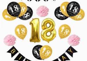 Happy 18th Birthday Balloon Banner Happy 18th Birthday 1set Black Gold Balloons Adult
