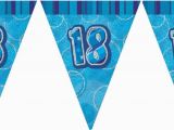 Happy 18th Birthday Banner Printable Blue Glitz 18th Birthday Flag Banner