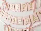 Happy 18th Birthday Banner Rose Gold Blush Rose Gold Happy Birthday Banner Personalized Girl