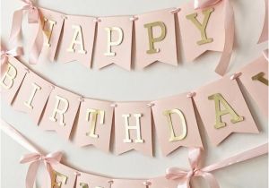 Happy 18th Birthday Banner Rose Gold Blush Rose Gold Happy Birthday Banner Personalized Girl