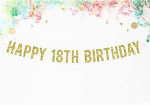 Happy 18th Birthday Banners Printable Happy 18th Birthday Glitter Banner 18th by Papersupplystation