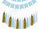 Happy 1st Birthday Banner Blue 2 Sets Gold Glitter Blue Happy Birthday Banner Sparkly