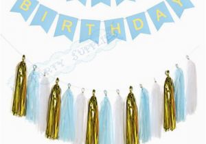 Happy 1st Birthday Banner Blue 2 Sets Gold Glitter Blue Happy Birthday Banner Sparkly