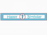 Happy 1st Birthday Banner Blue Banner Happy 1st Birthday Blue Polka Dots Dracula