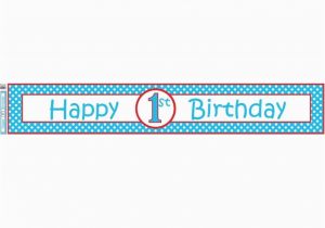 Happy 1st Birthday Banner Blue Banner Happy 1st Birthday Blue Polka Dots Dracula