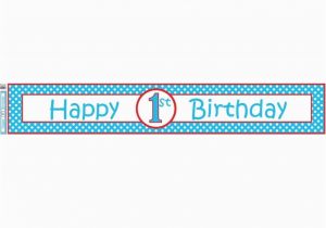 Happy 1st Birthday Banner Blue Banner Happy 1st Birthday Blue Polka Dots Dracula