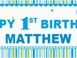 Happy 1st Birthday Banner Blue Happy 1st Birthday Banner Blue Spots theme