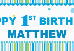 Happy 1st Birthday Banner Blue Happy 1st Birthday Banner Blue Spots theme