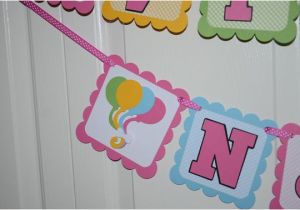 Happy 1st Birthday Banner Etsy Balloons Happy 1st Birthday Name Banner by Lisamardesigns