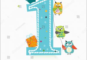Happy 1st Birthday Boy Card Happy First Birthday Owls Baby Boy Stock Vector 333027893