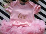 Happy 1st Birthday Girl Outfits Cute Pink and Gold One1st First Birthday Petttiskirt Outfit