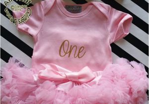 Happy 1st Birthday Girl Outfits Cute Pink and Gold One1st First Birthday Petttiskirt Outfit