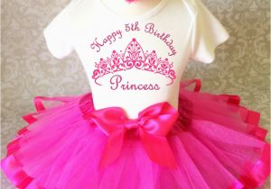 Happy 1st Birthday Girl Outfits Princess Crown Hot Pink Girl 5th Birthday Tutu Outfit
