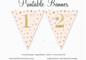 Happy 2 Birthday Banners Happy Birthday Banner Printable Blush Pink Gold Glitter