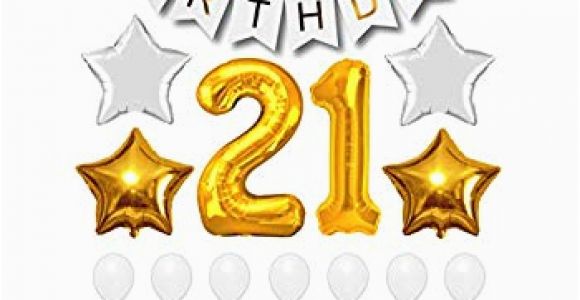 Happy 21st Birthday Balloon Banner Amazon Com 21st Birthday Decorations Party Kit Happy