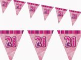 Happy 21st Birthday Banners 12ft Pink Sparkle Happy 21st Birthday Pennant Flag Banner