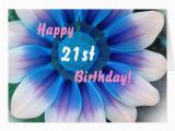 Happy 21st Birthday Flowers Happy 21st Birthday with Magic Blue Flower Greeting Card