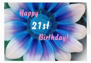 Happy 21st Birthday Flowers Happy 21st Birthday with Magic Blue Flower Greeting Card