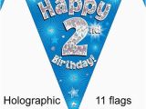 Happy 2nd Birthday Banner Girl Blue Age 2 Happy 2nd Birthday Party Decorations Banners