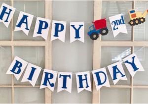Happy 2nd Birthday Banner Girl Truck Happy Birthday 2nd Banner Second Birthday Party Truck