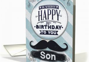 Happy 31st Birthday Cards Happy 31st Birthday to son Masculine Mustache and Chevrons