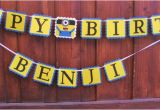 Happy 3rd Birthday Banners Minion Happy Birthday Banner Despicable Me Sign by