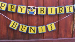 Happy 3rd Birthday Banners Minion Happy Birthday Banner Despicable Me Sign by