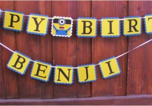 Happy 3rd Birthday Banners Minion Happy Birthday Banner Despicable Me Sign by