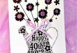 Happy 40th Birthday Flowers 40th Happy Birthday Flower Sparkle Card by Sew Very