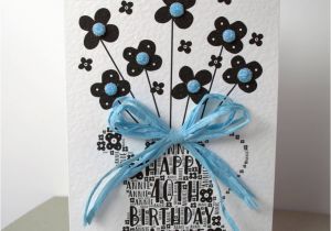 Happy 40th Birthday Flowers 40th Happy Birthday Flower Sparkle Card by Sew Very