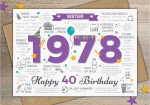 Happy 40th Birthday Quotes for Sister 1978 Sister Happy 40th Birthday Birth Year Memories Facts