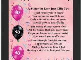 Happy 40th Birthday Quotes for Sister Personalised Mounted Poem Print 40th Birthday Sister