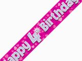 Happy 4th Birthday Banner Images 4th Happy Birthday Banner Pink Holographic 9 Ft