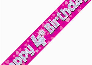Happy 4th Birthday Banner Images 4th Happy Birthday Banner Pink Holographic 9 Ft