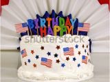 Happy 4th Birthday Banner Images American Patriotic themed Birthday Cake Happy Stock Photo