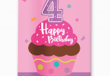 Happy 4th Birthday Banner Images Happy 4th Birthday Personalized Pink Cupcake Girls