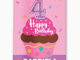 Happy 4th Birthday Banner Images Happy 4th Birthday Personalized Pink Cupcake Girls