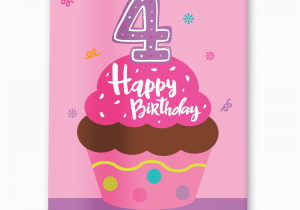 Happy 4th Birthday Banner Images Happy 4th Birthday Personalized Pink Cupcake Girls