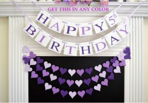 Happy 4th Birthday Banners Happy 5th Birthday Banner Purple Birthday Party Decoration