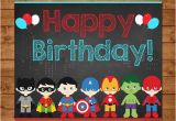 Happy 4th Birthday Banners Superhero Birthday Sign Chalkboard Superhero Party Sign